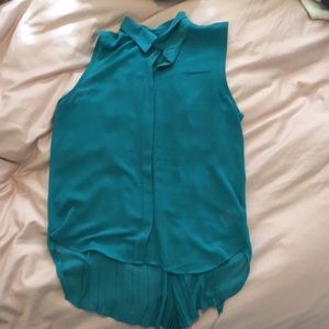 Blue sleeveless blouse